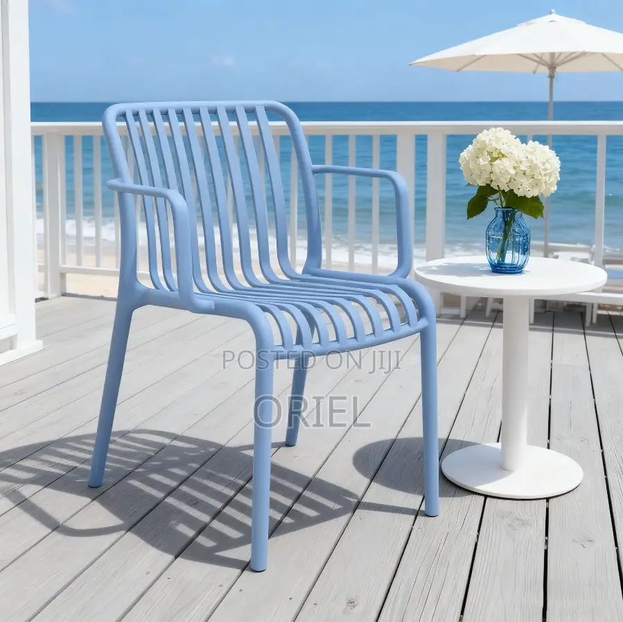 Outdoor Chair : Stackable Striped Outdoor Plastic Dining Chair
