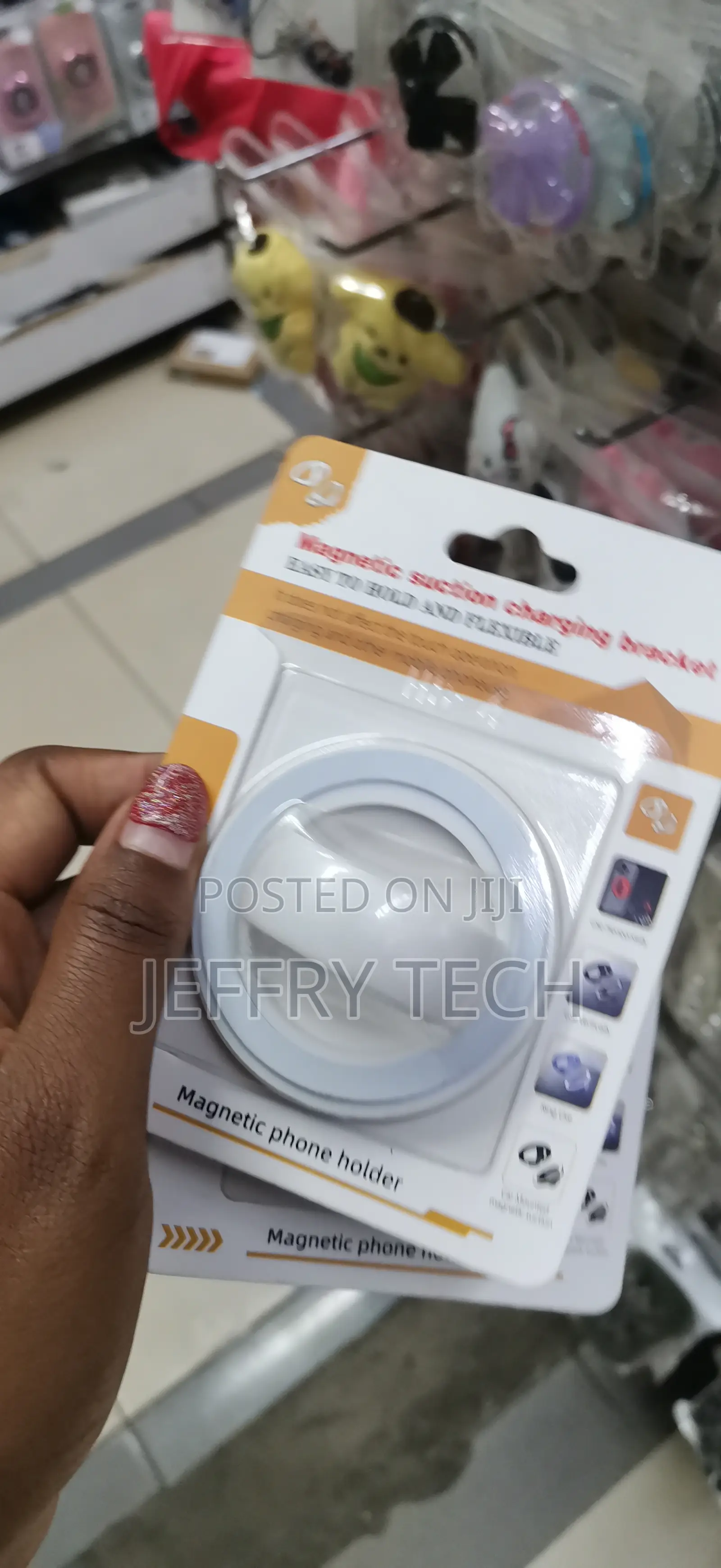 Silicone Magnetic Phone Grip - Finger Loop Design Ring -White