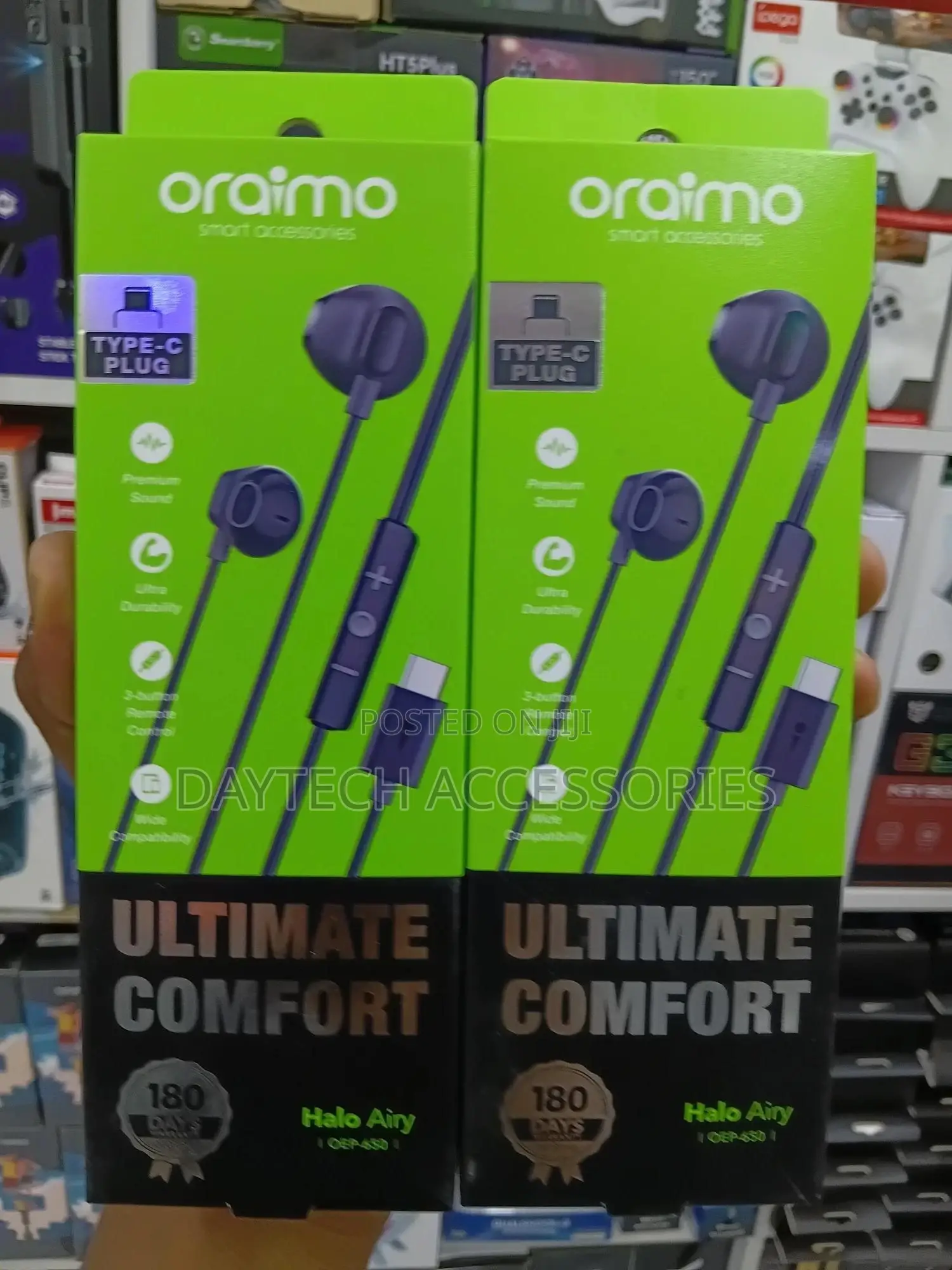 Oraimo Halo Airy Type-C Half in-Ear Wired Headphones (Oep-650)