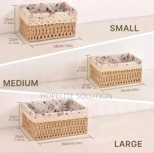 3 in 1 Hand Wooven Rattan Storage Baskets - thumbnail 5
