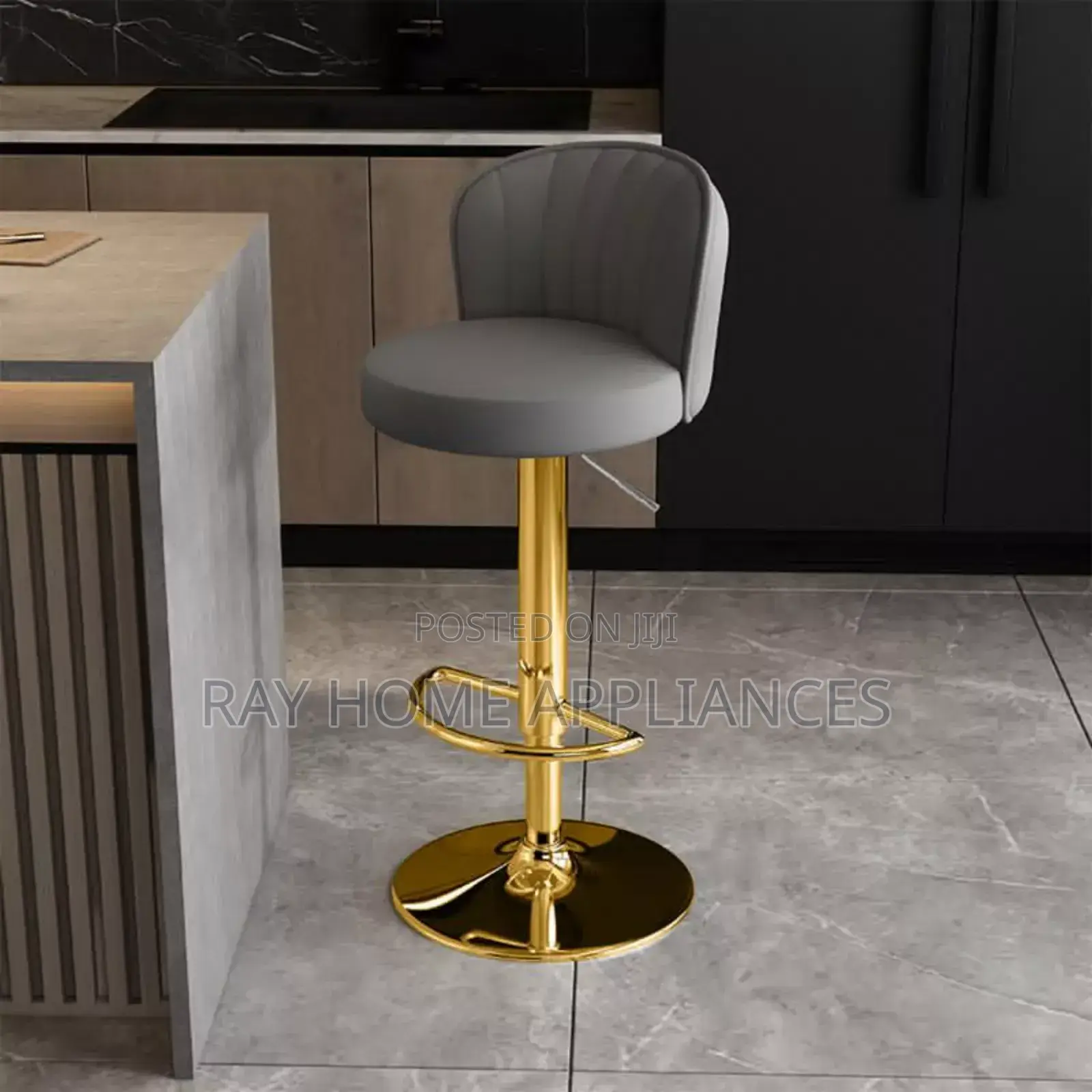 Luxury European Leather Bar/Kitchen Metal High Stools Modern Furniture