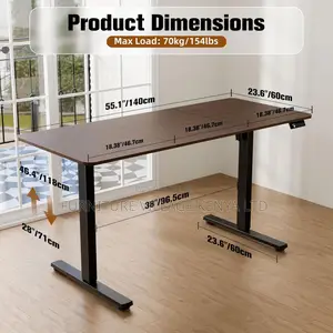 Brown Adjustable Electric Desk With Memory Slots