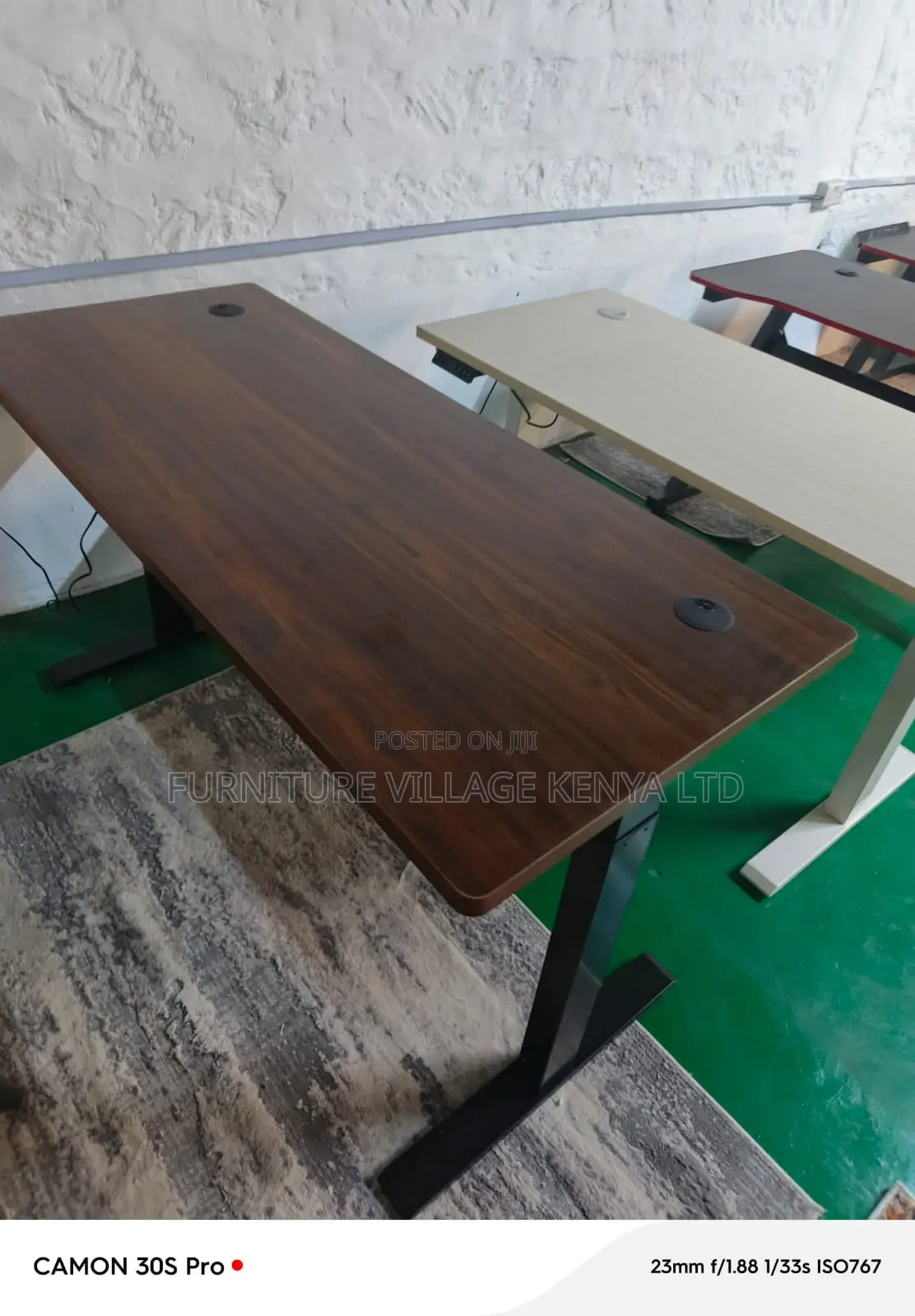 Brown Adjustable Electric Desk With Memory Slots