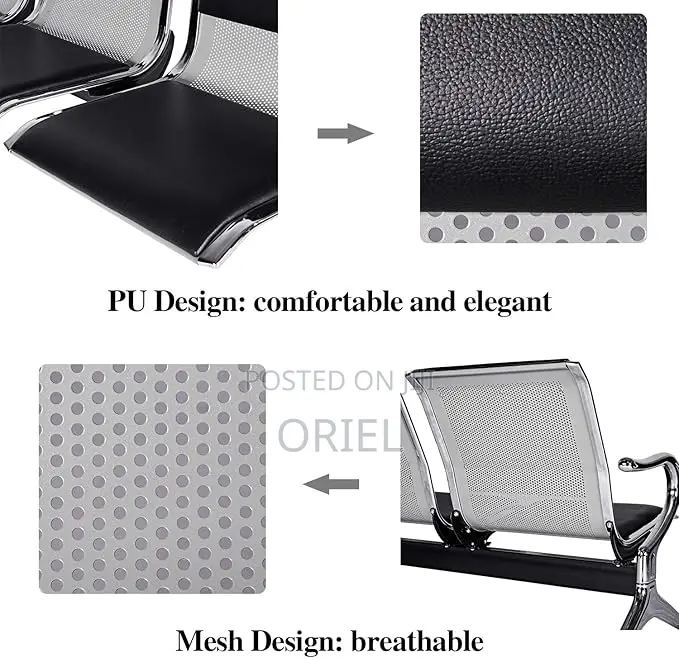 Office Waiting Bench : 3-Seater Office Reception Bench