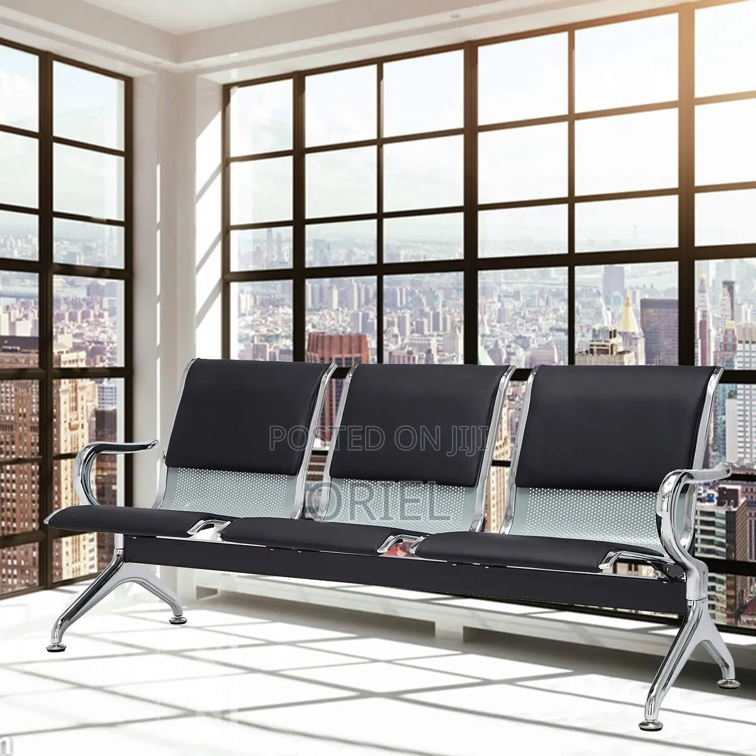 Office Waiting Bench : 3-Seater Office Reception Bench
