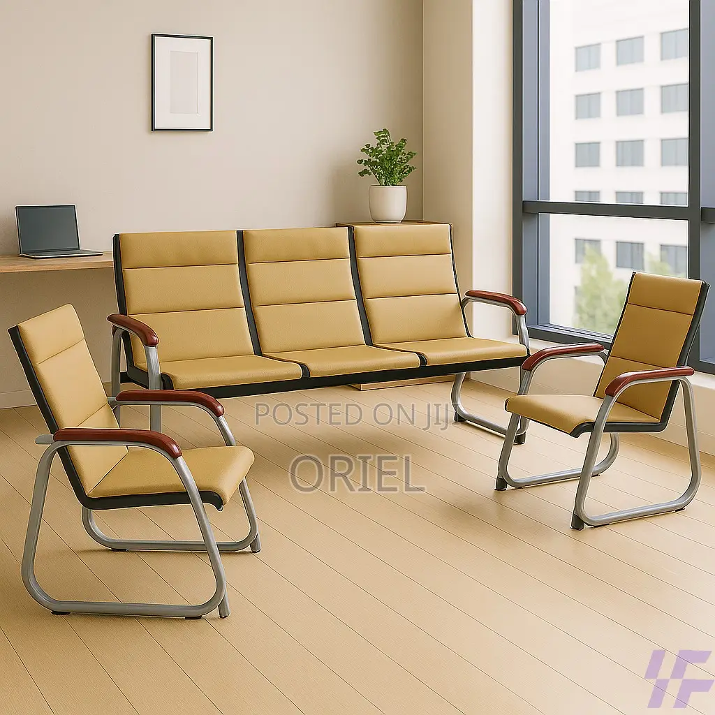 Office Waiting Bench : 5-Seater Office Waiting Padded Bench