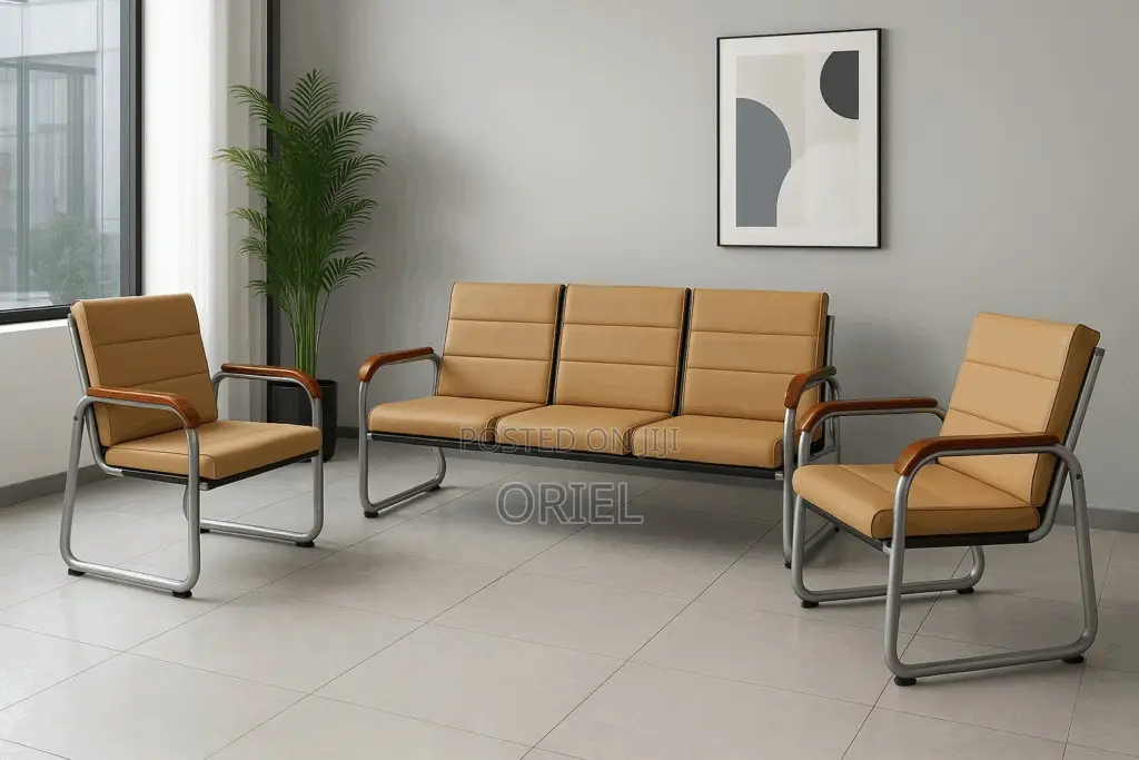 Office Waiting Bench : 5-Seater Office Waiting Padded Bench
