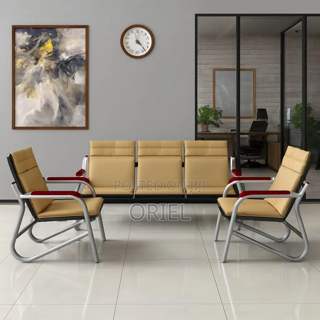 Office Waiting Bench : 5-Seater Office Waiting Padded Bench