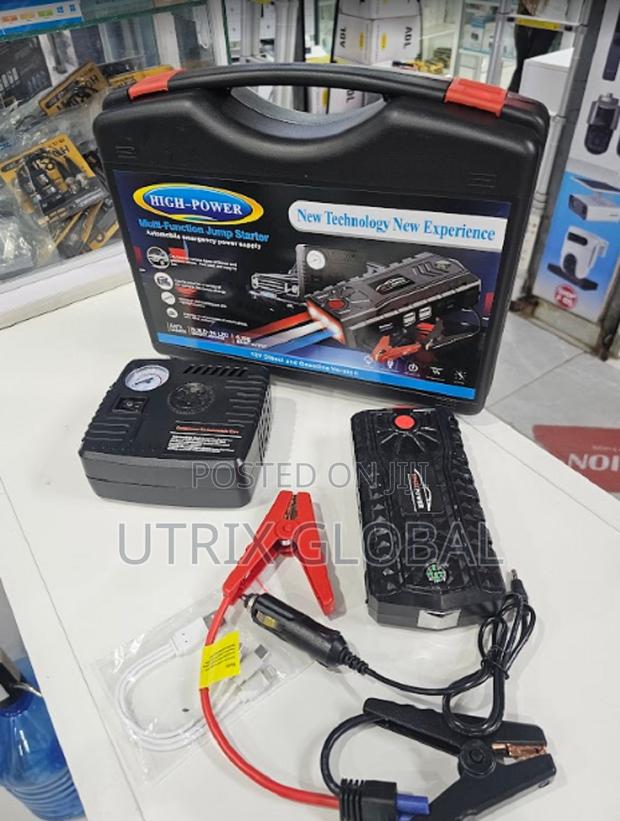 12v Emergency Battery Booster With Power Bank, Led Light & Compass