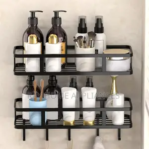 Mystozer Black Shower Caddy With Removable 4 Hooks Adhesive Organizer