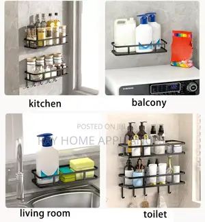 Mystozer Black Shower Caddy With Removable 4 Hooks Adhesive Organizer