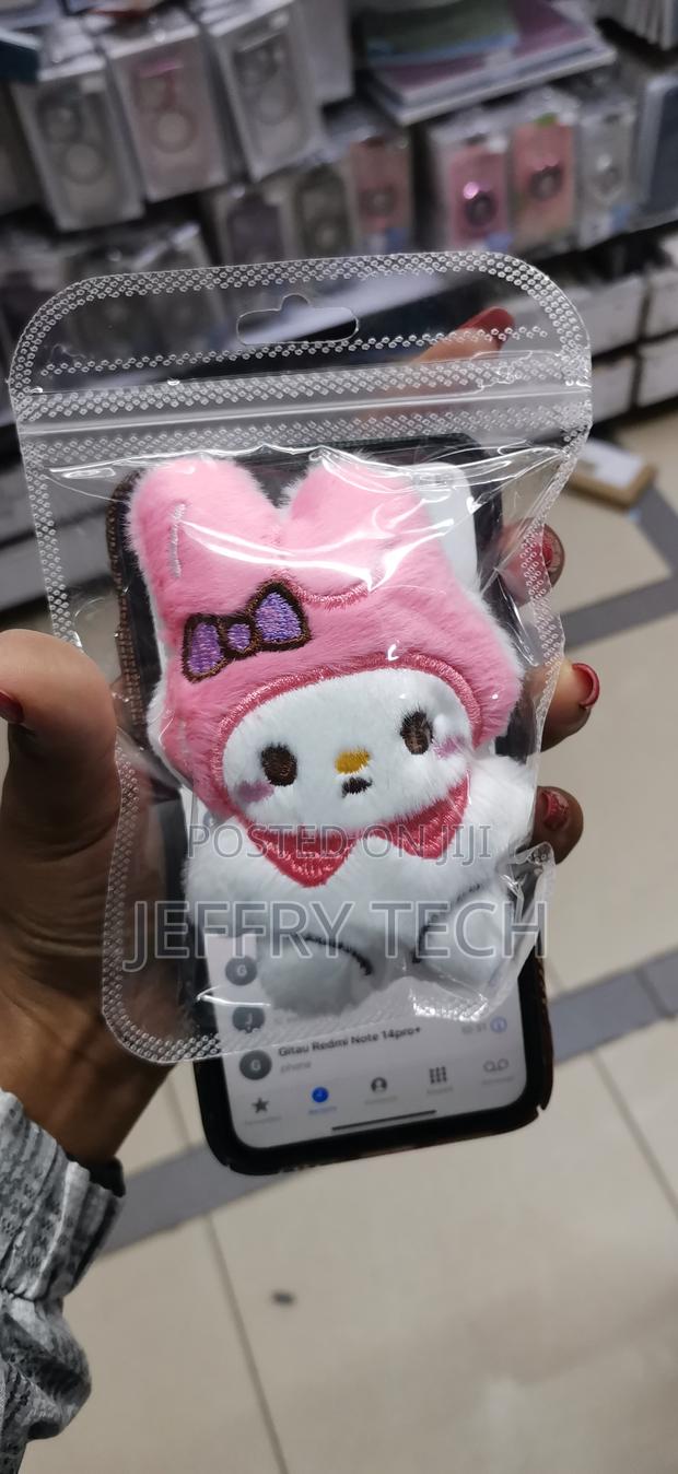 Teddy Bear Mobile Cell Phone Charm Pendant -Pink/ White - main view