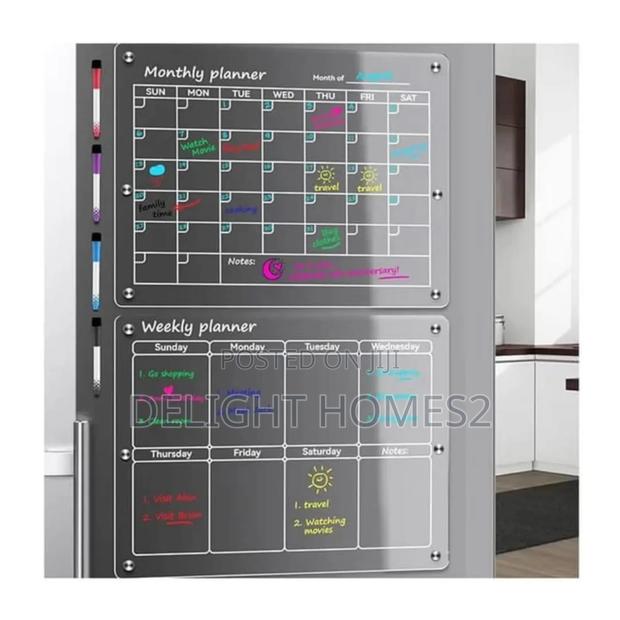 2 PCS Set Magnetic Montly/ Weekly Fridge Planner_ele - thumbnail 2