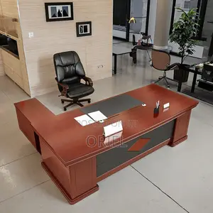 Office Desk : Modern L-Shaped Mahogany Executive Desk