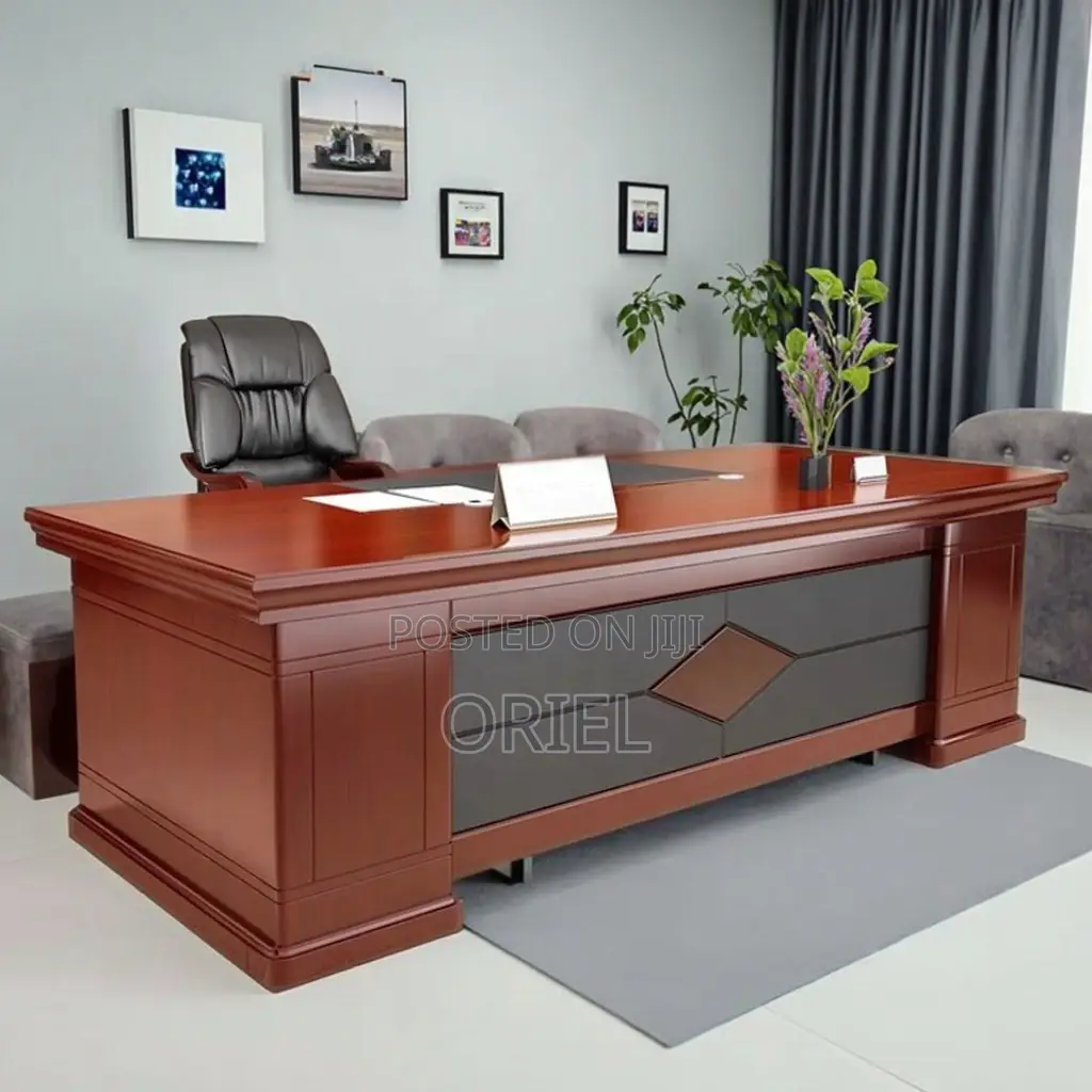 Office Desk : Modern L-Shaped Mahogany Executive Desk