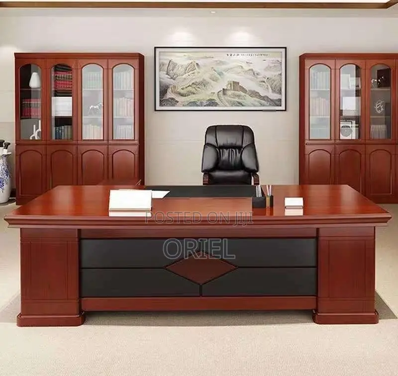 Office Desk : Modern L-Shaped Mahogany Executive Desk