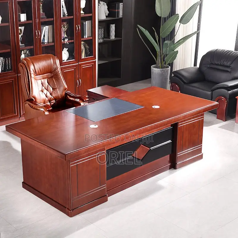 Office Desk : Modern L-Shaped Mahogany Executive Desk