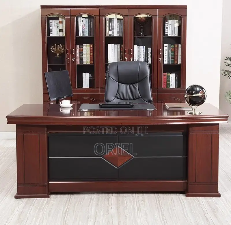 Office Desk : Modern L-Shaped Mahogany Executive Desk