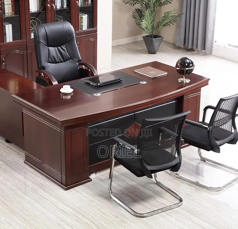 Office Desk : Modern L-Shaped Mahogany Executive Desk