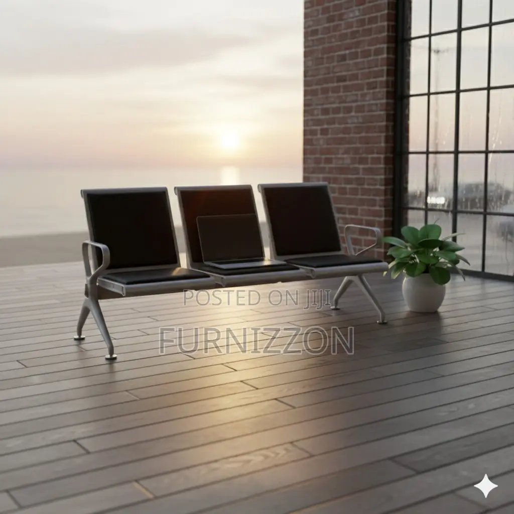 Padded 3 Seater Waiting Bench With Stainless Steel