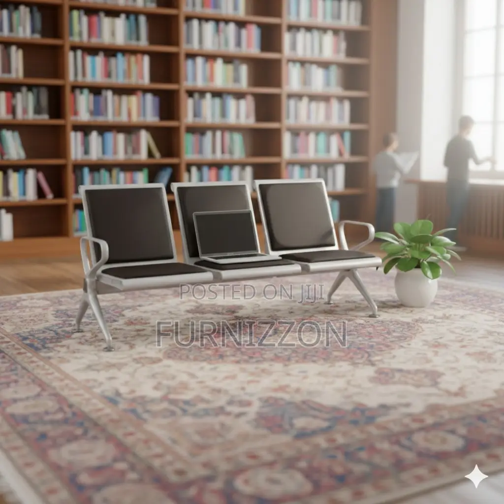 3 Seater Waiting Bench Padded Stainless Steel Frame
