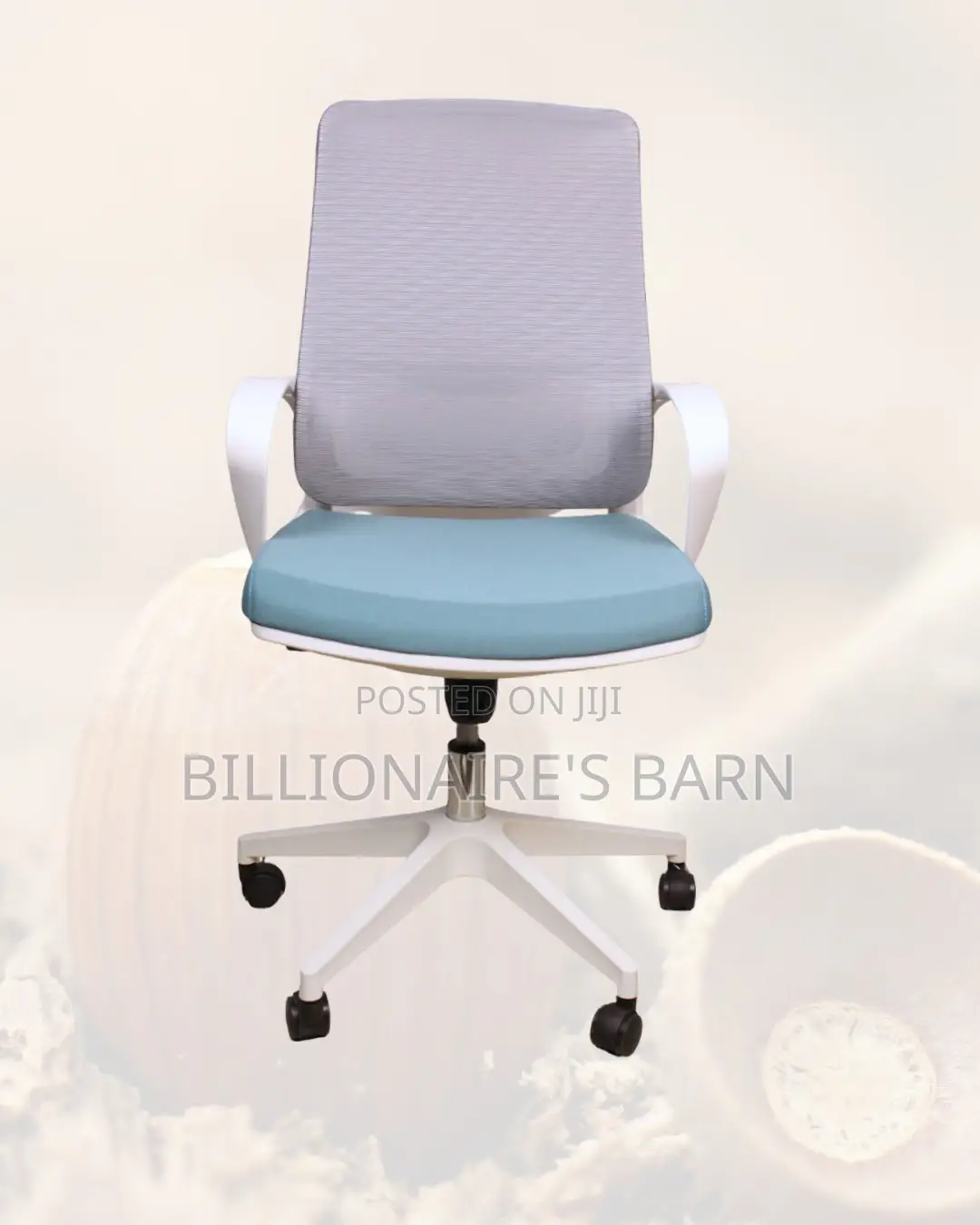 White Mid-Back Mesh Office Chair •Easy Adjustments, Lower-Back Support
