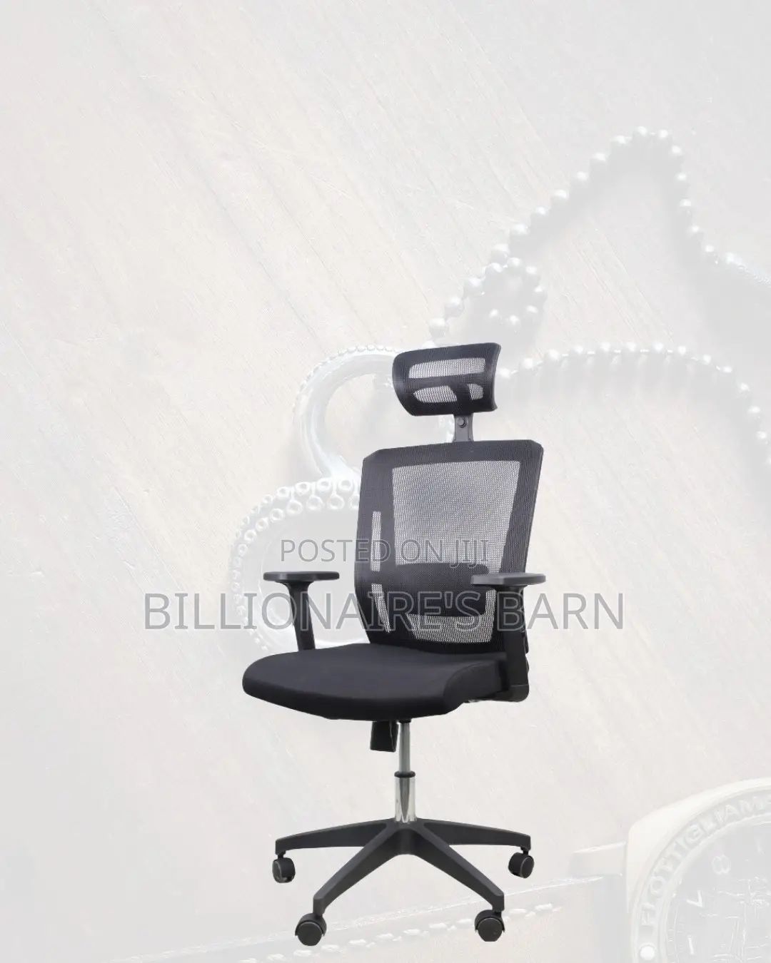 Adjustable Headrest Work Chair for Office • Nylon Base Stability