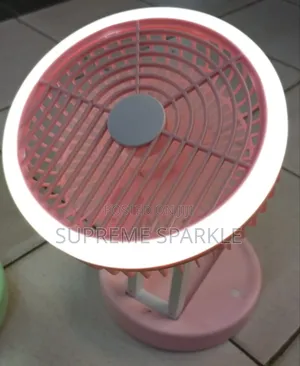 Foldable Rechargeable Fan With an Led Ring Light.