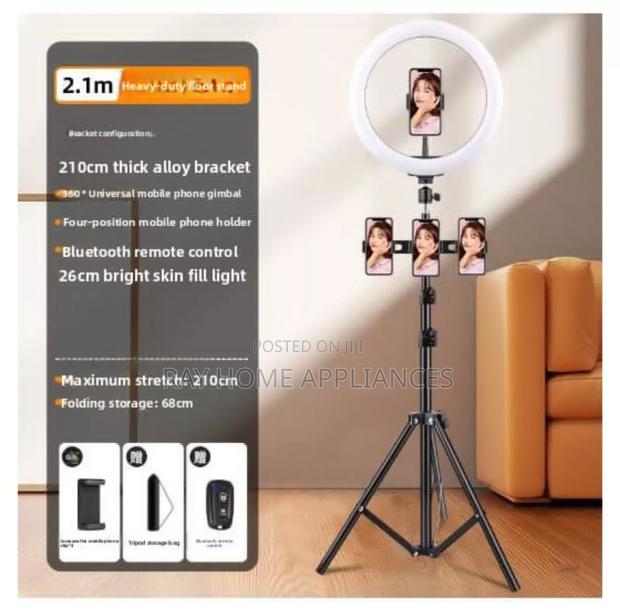 210cm Thick Alloy Bracket/4camera Positions/26cm Ringlight Remote - main view