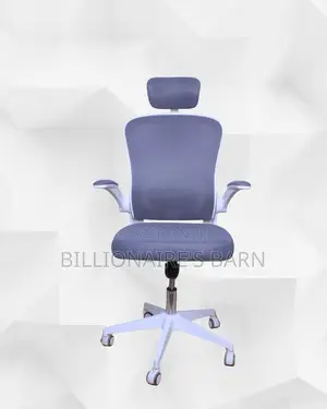 White Ergonomic Chair •Support That Lasts, Adjustable Headrest Support