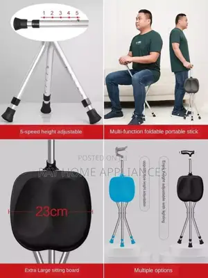 2 in 1 Elderly Walking Stick Cum Stool
