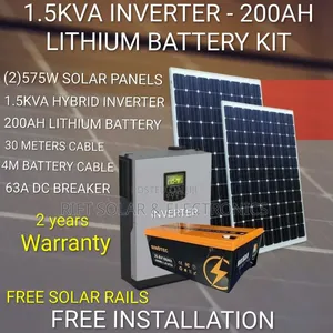 1.5kva Inverter - 200ah Lithium Battery Full Package - (2)470w Solar