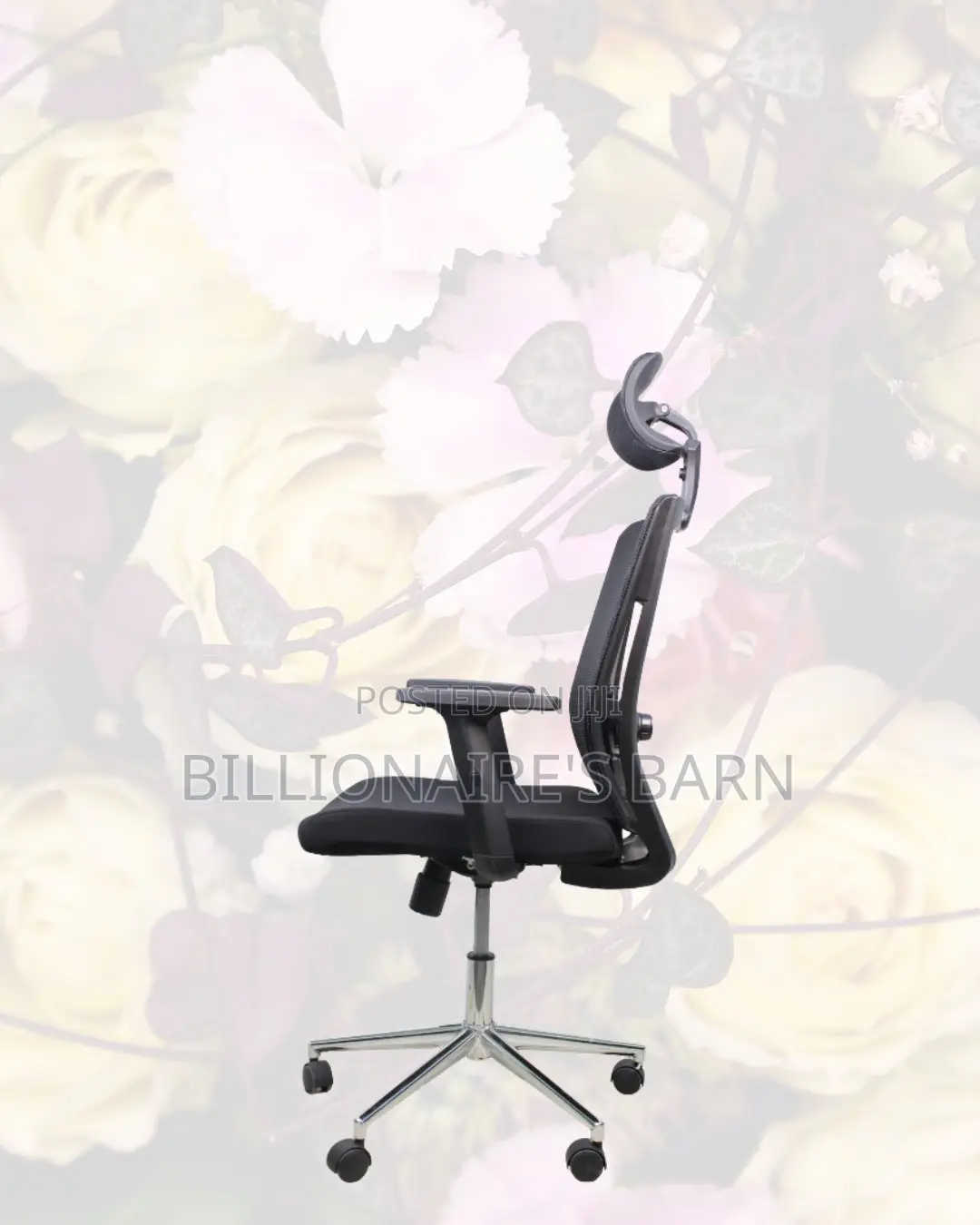 Black Office Chair With Adjustable Headrest | Cool Mesh Backrest