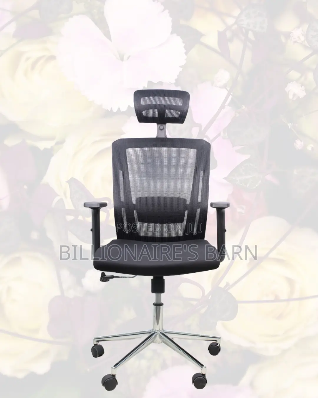 Black Office Chair With Adjustable Headrest | Cool Mesh Backrest