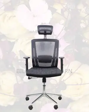 Black Office Chair With Adjustable Headrest | Cool Mesh Backrest