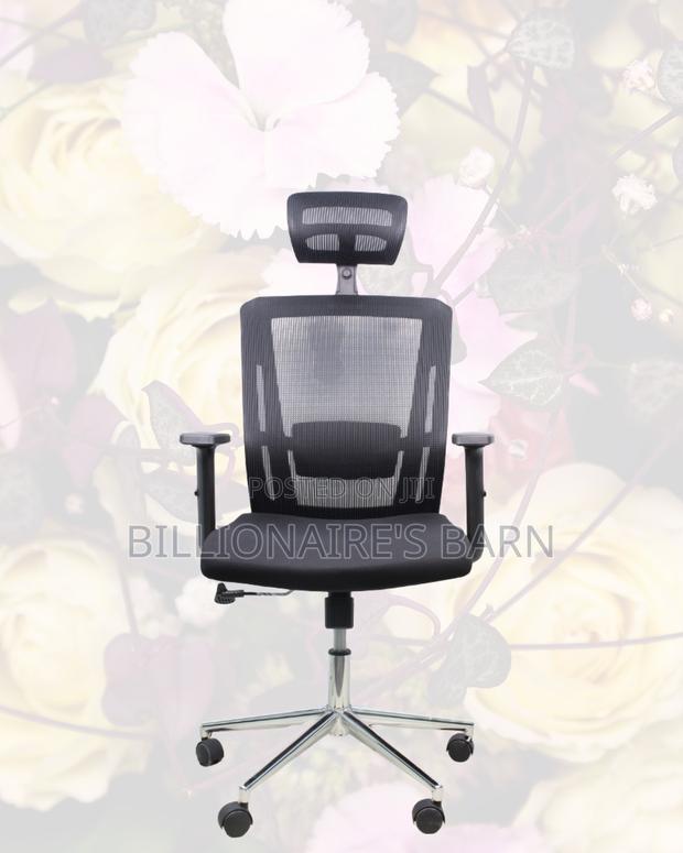 Black Office Chair With Adjustable Headrest | Cool Mesh Backrest - thumbnail 2