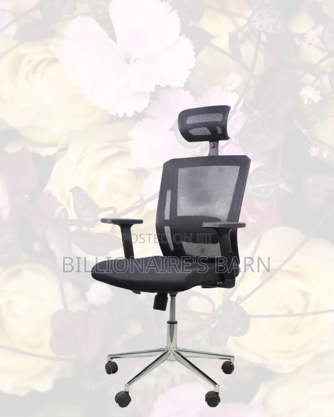 Black Office Chair With Adjustable Headrest | Cool Mesh Backrest