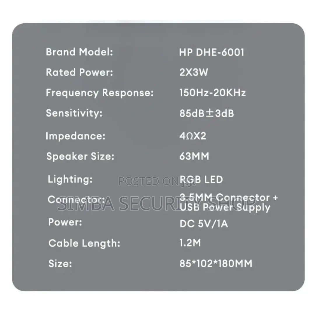 Original Hp Dhe-6001 Wired RGB Gaming Speakers Led Pc Laptop Computer