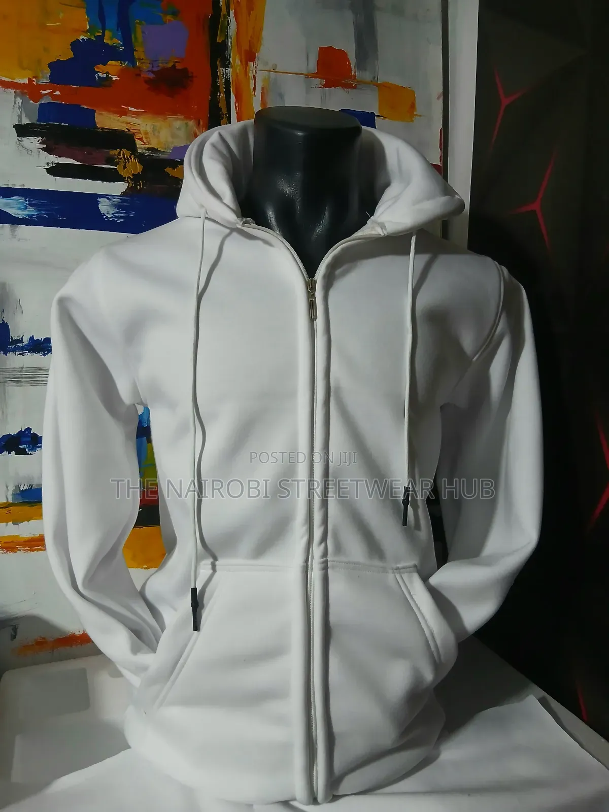 White Zipped Hoodie