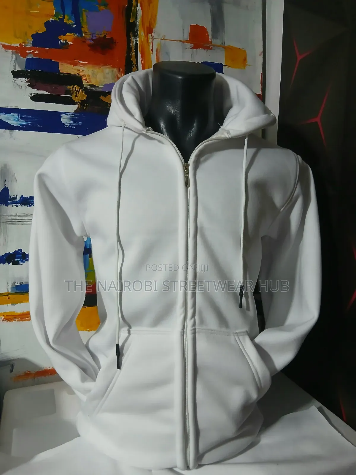 White Zipped Hoodie