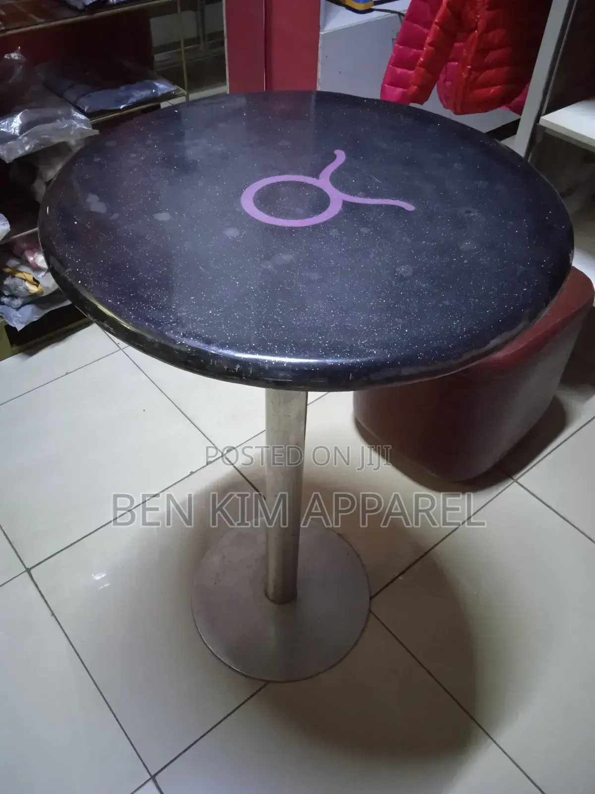 Marble Top High Round Table With Stainless Steel Stand