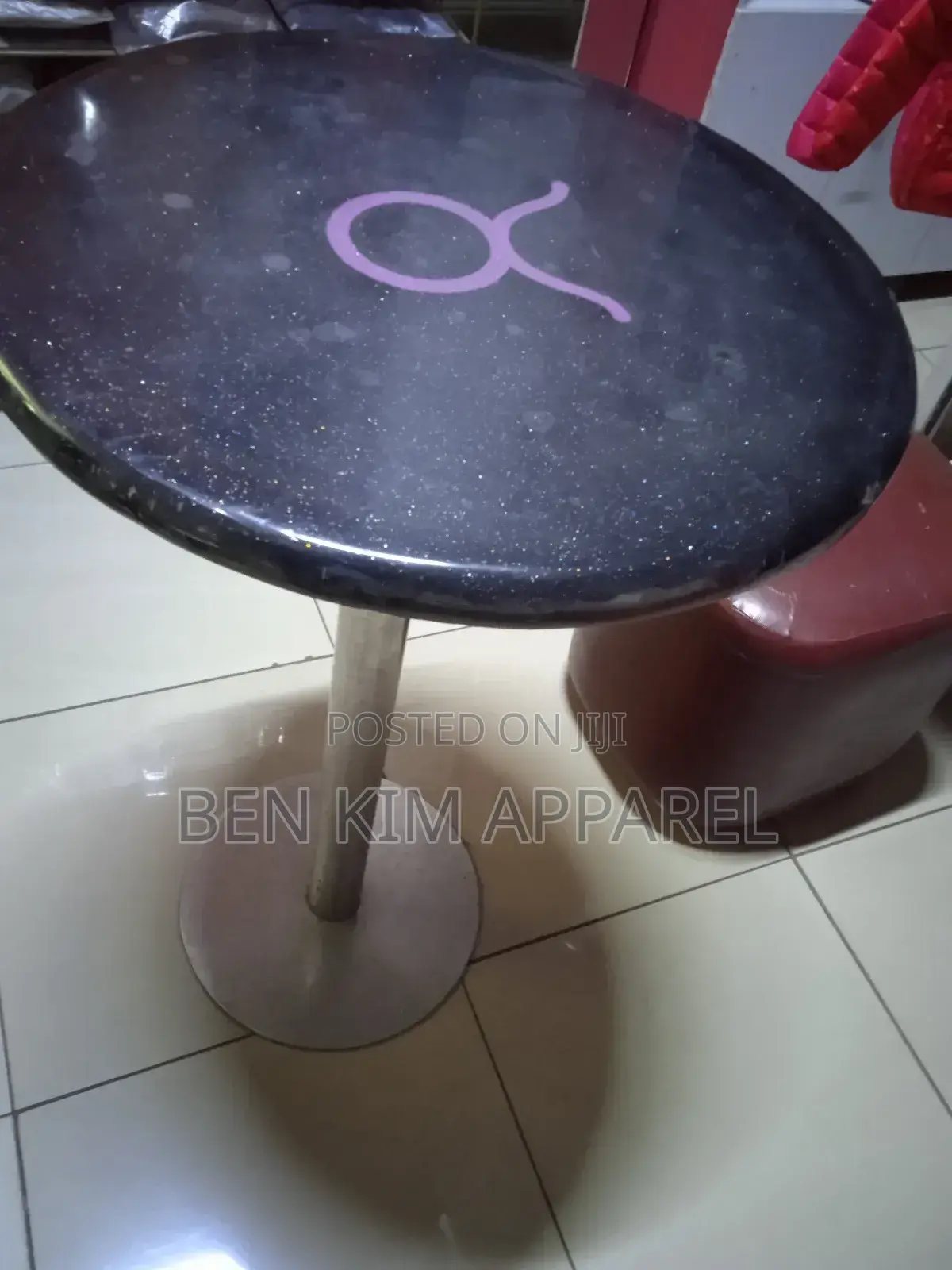 Marble Top High Round Table With Stainless Steel Stand