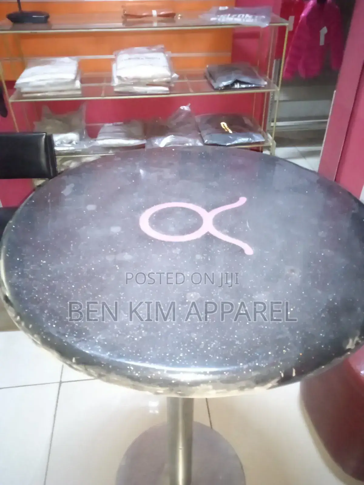 Marble Top High Round Table With Stainless Steel Stand