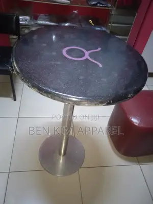 Marble Top High Round Table With Stainless Steel Stand