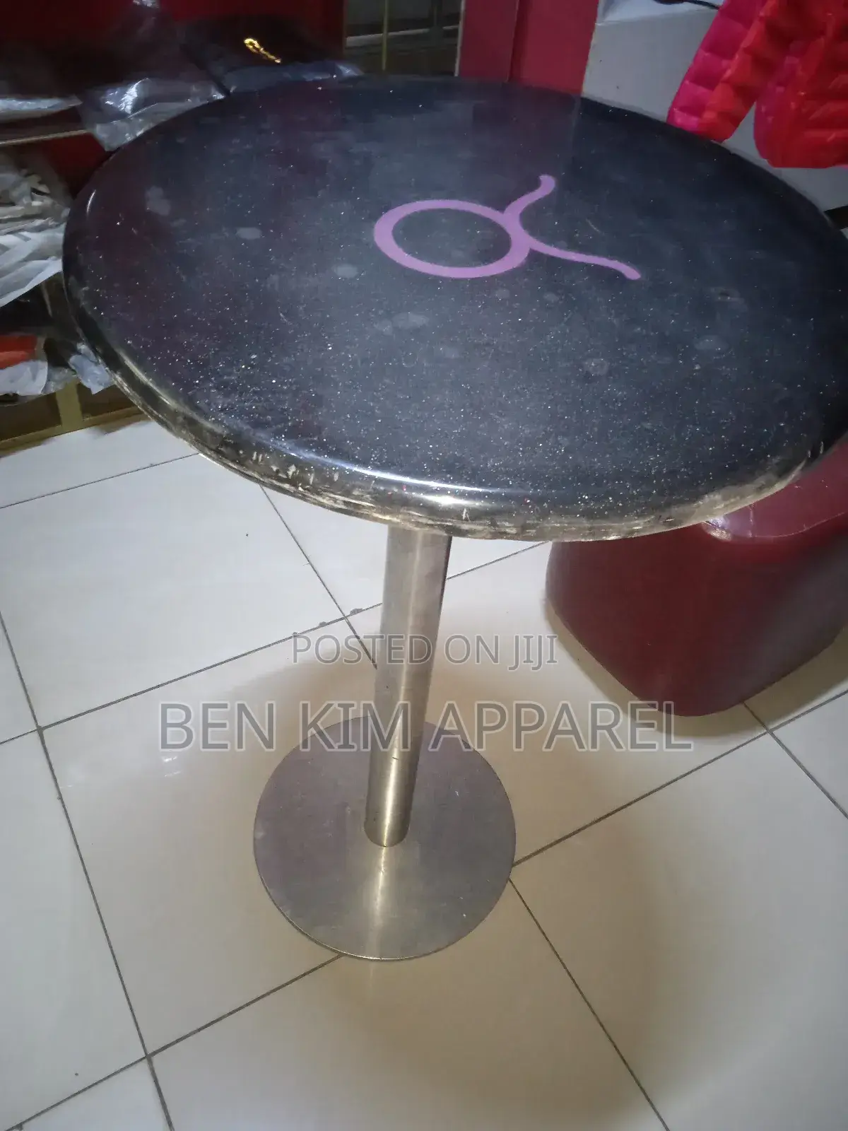 Marble Top High Round Table With Stainless Steel Stand