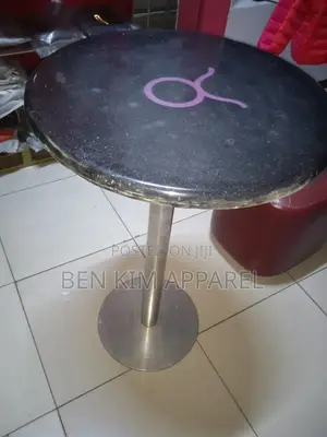 Marble Top High Round Table With Stainless Steel Stand