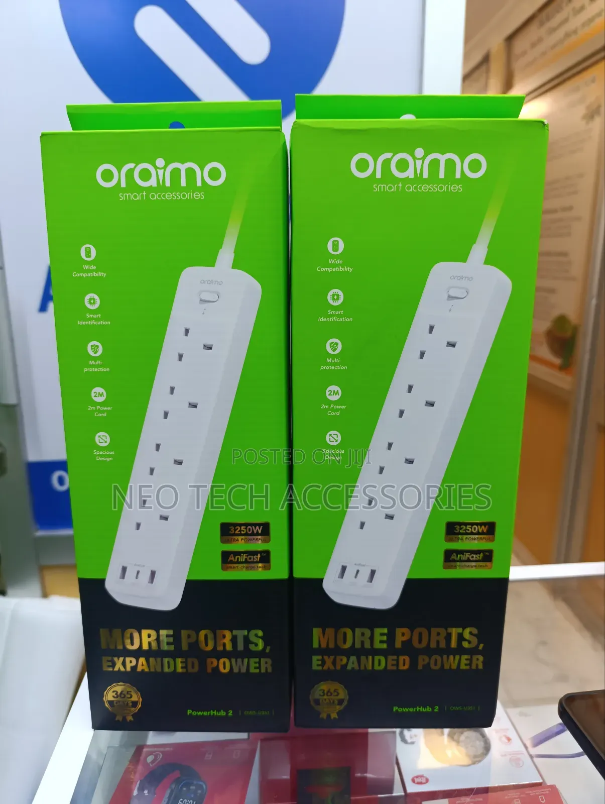 Oraimo Power Hub 2 Extension - 3250w( 4 Ac Interfaces/3 Usb)