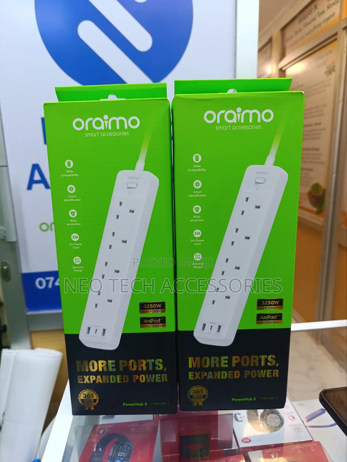 Oraimo Power Hub 2 Extension - 3250w( 4 Ac Interfaces/3 Usb)