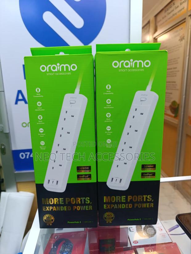 Oraimo Power Hub 2 Extension - 3250w( 4 Ac Interfaces/3 Usb)