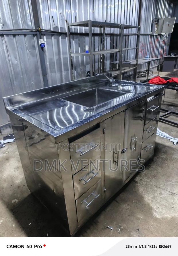 Professional Stainless Steel Kitchen Cabinet With a Sink - main view